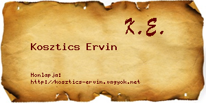 Kosztics Ervin névjegykártya